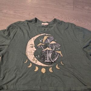 Green Moon & Mushrooms Graphic Tee